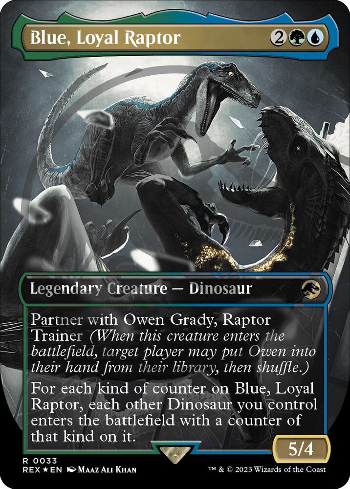 Blue, Loyal Raptor (Borderless) (Emblem)